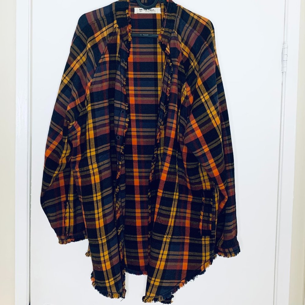 We The Free Summer Daydream Plaid Buttondown Grunge Flannel Shirt Shaket S